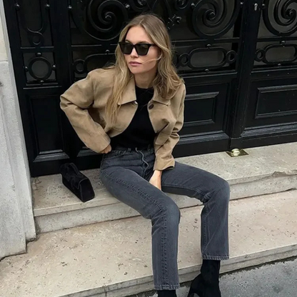 Adèle | Veste courte en daim pour femme