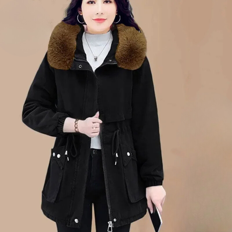 Isabelle | Manteau long avec col en fourrure pour femmes