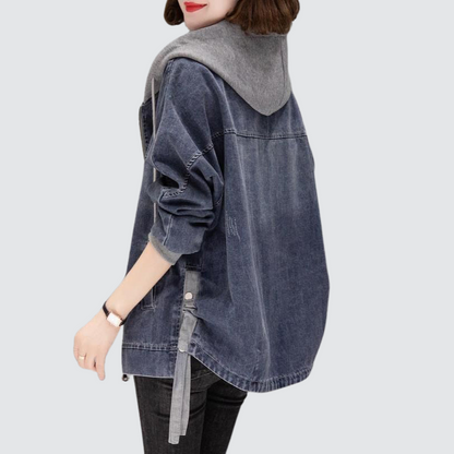 Margaux | Veste en jean à capuche délavée vintage