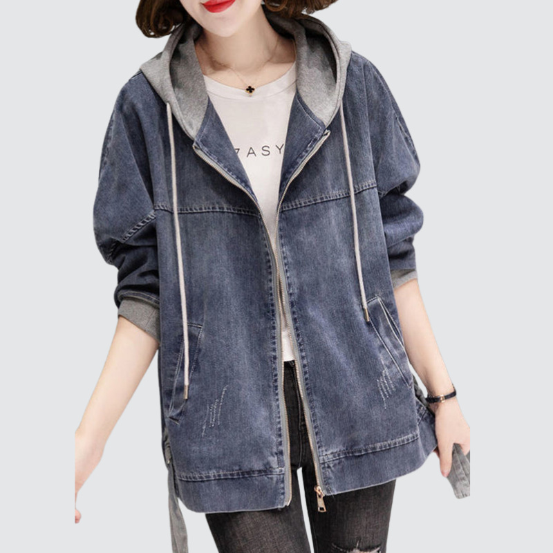 Margaux | Veste en jean à capuche délavée vintage