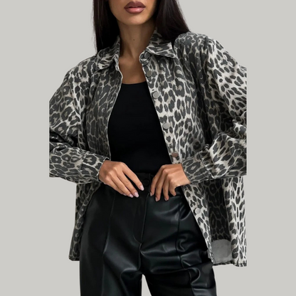 Sandrine | Gilet oversized imprimé léopard pour femme