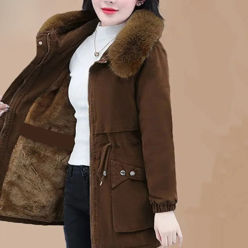Isabelle | Manteau long avec col en fourrure pour femmes