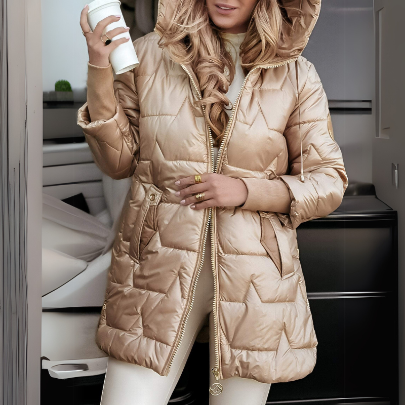 Mathilde | Superbe manteau d'hiver long et satiné pour femme