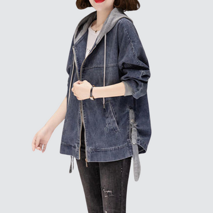 Margaux | Veste en jean à capuche délavée vintage