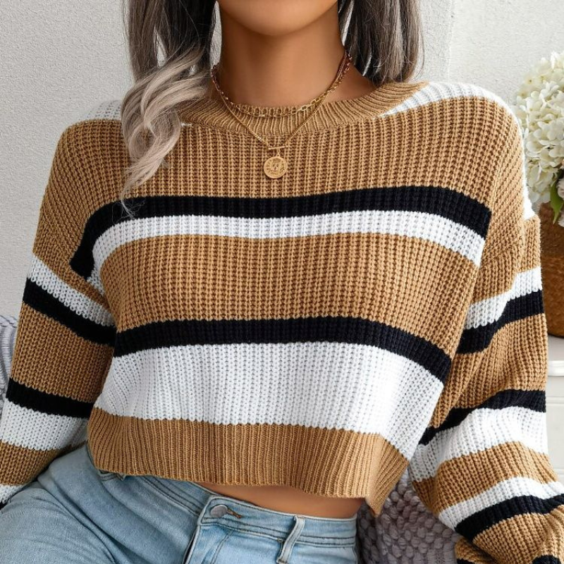 Marie | Pull-over pour femmes avec manches longues et ventre nu