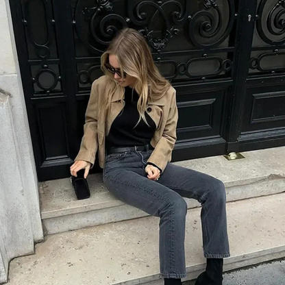 Adèle | Veste courte en daim pour femme