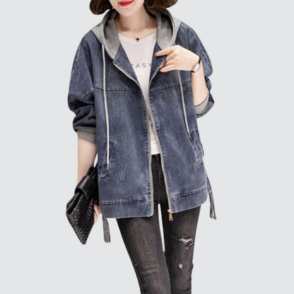 Margaux | Veste en jean à capuche délavée vintage