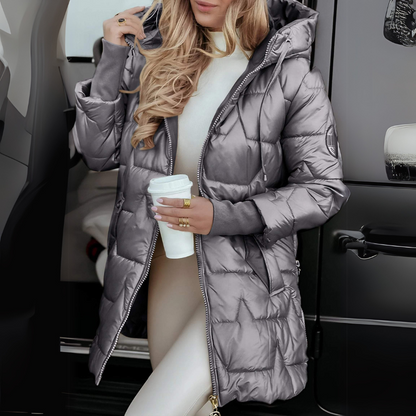 Mathilde | Superbe manteau d'hiver long et satiné pour femme