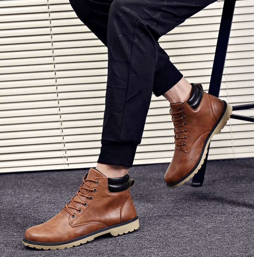 Mike - Bottes en cuir imperméables pour hommes avec semelles antidérapantes