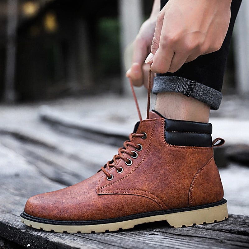 Mike - Bottes en cuir imperméables pour hommes avec semelles antidérapantes