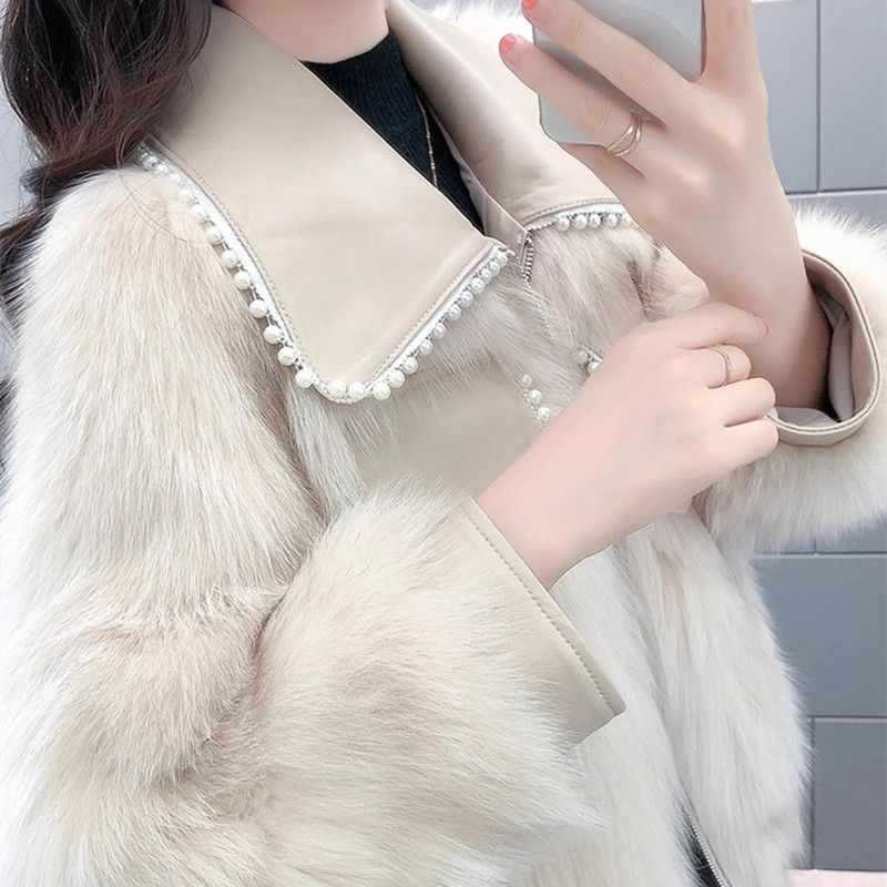 Mélanie | Veste en fourrure ornée de perles
