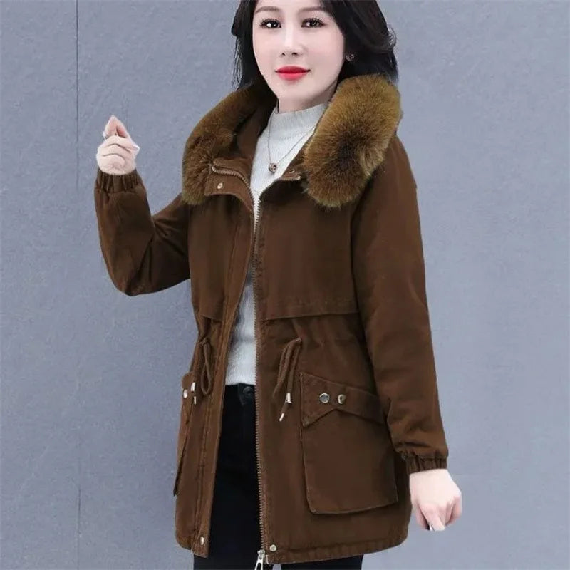 Isabelle | Manteau long avec col en fourrure pour femmes