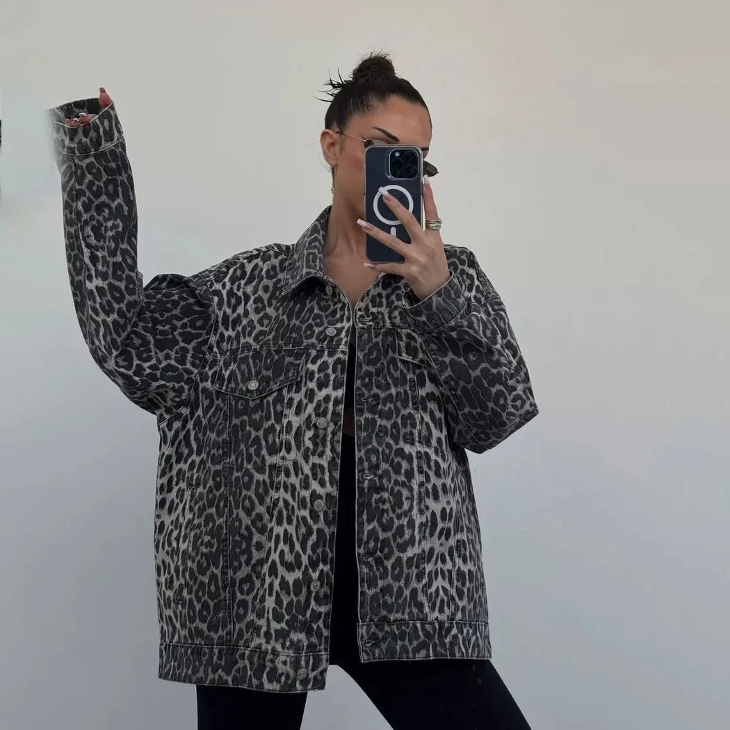 Sandrine | Gilet oversized imprimé léopard pour femme