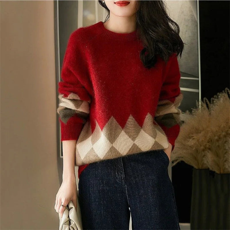 Gabrielle | Pull en laine pour femme avec des carreaux